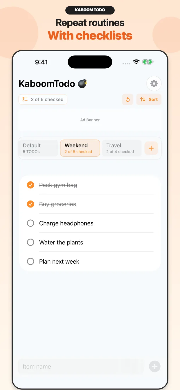 KaboomTodo reusable checklist
