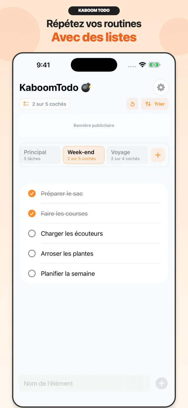 Liste réutilisable KaboomTodo