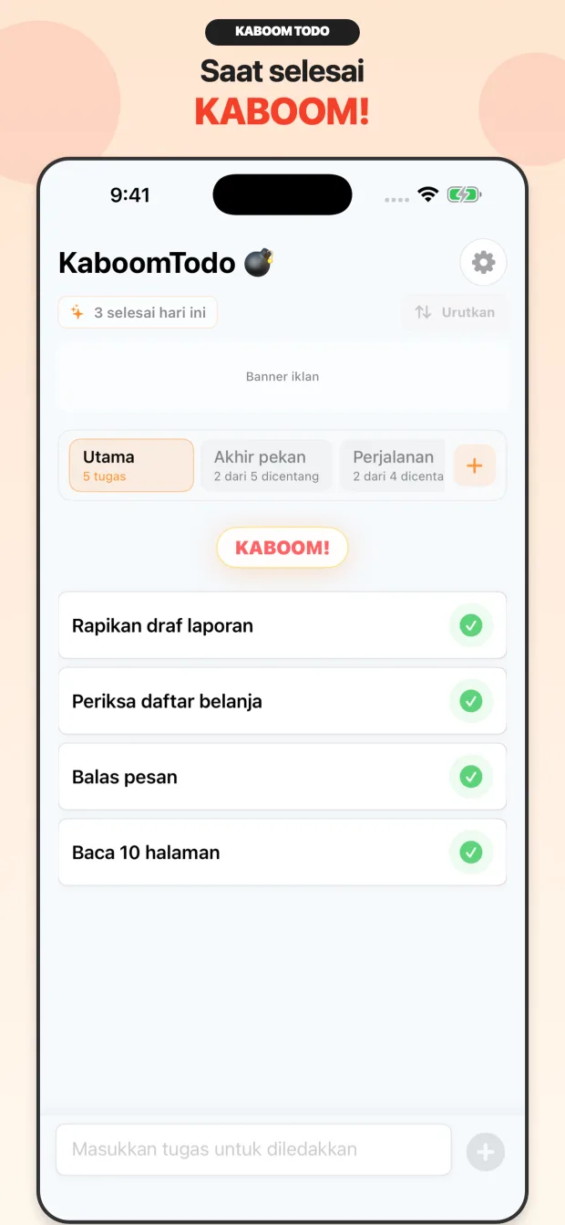 Ledakan selesai KaboomTodo