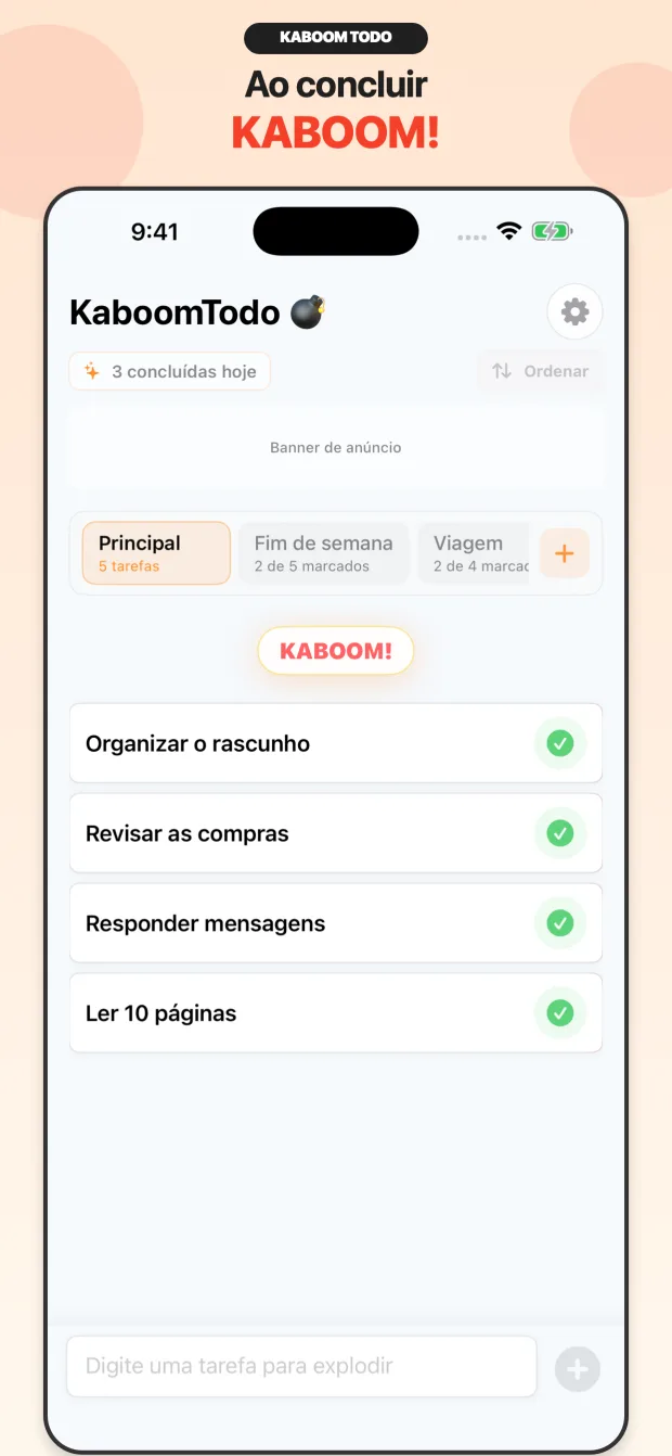 Explosão de conclusão KaboomTodo