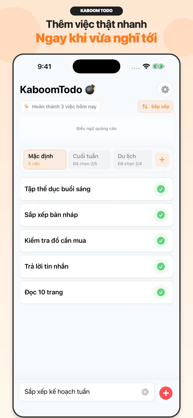 Danh sách việc KaboomTodo