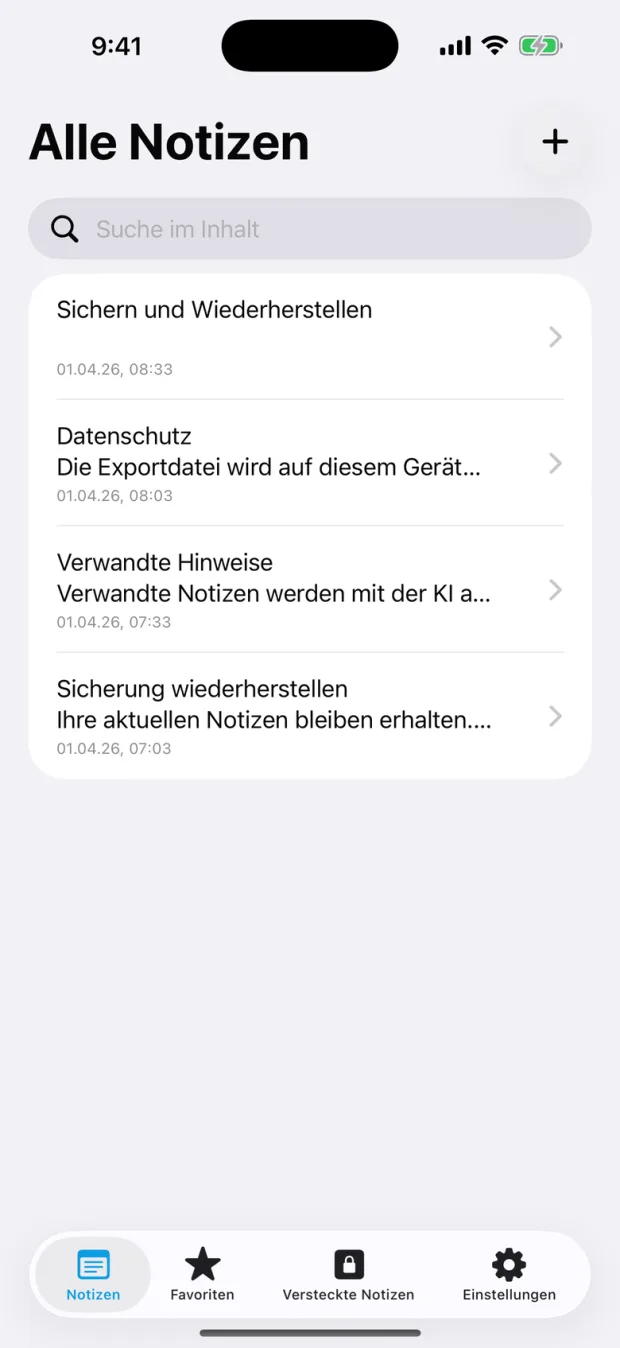 OctiNote-Notizliste