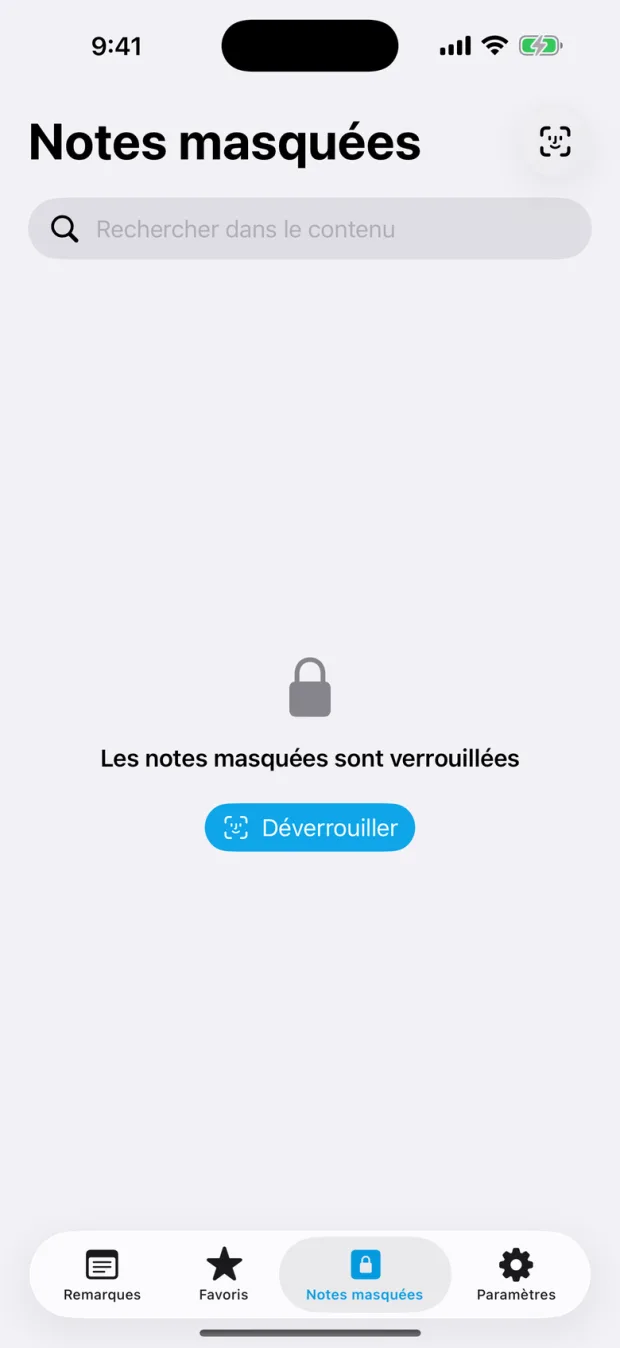 Notes masquées OctiNote