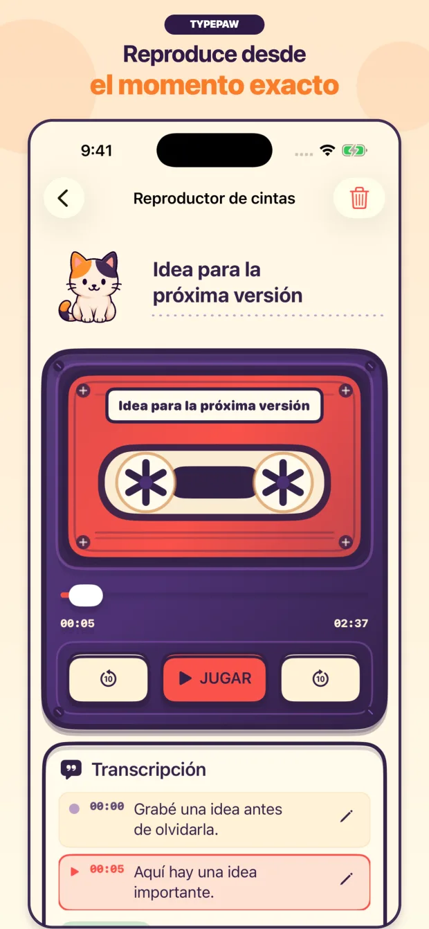 Reproductor TypePaw en el momento encontrado