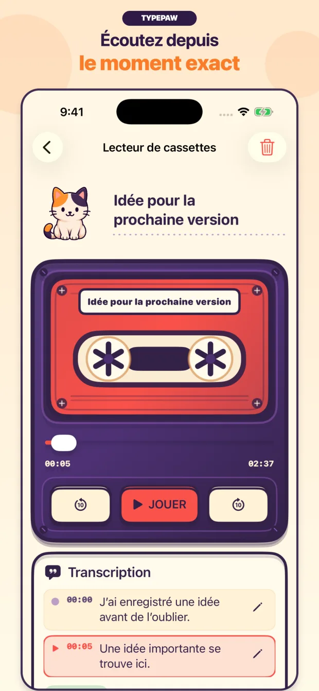 Lecteur TypePaw au moment trouvé